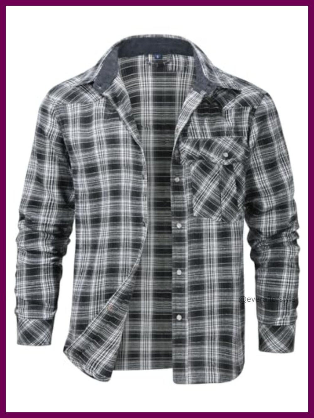 Men's Pearl Snap Flannel Shirt Checkered Western Cowboy Long Sleeve